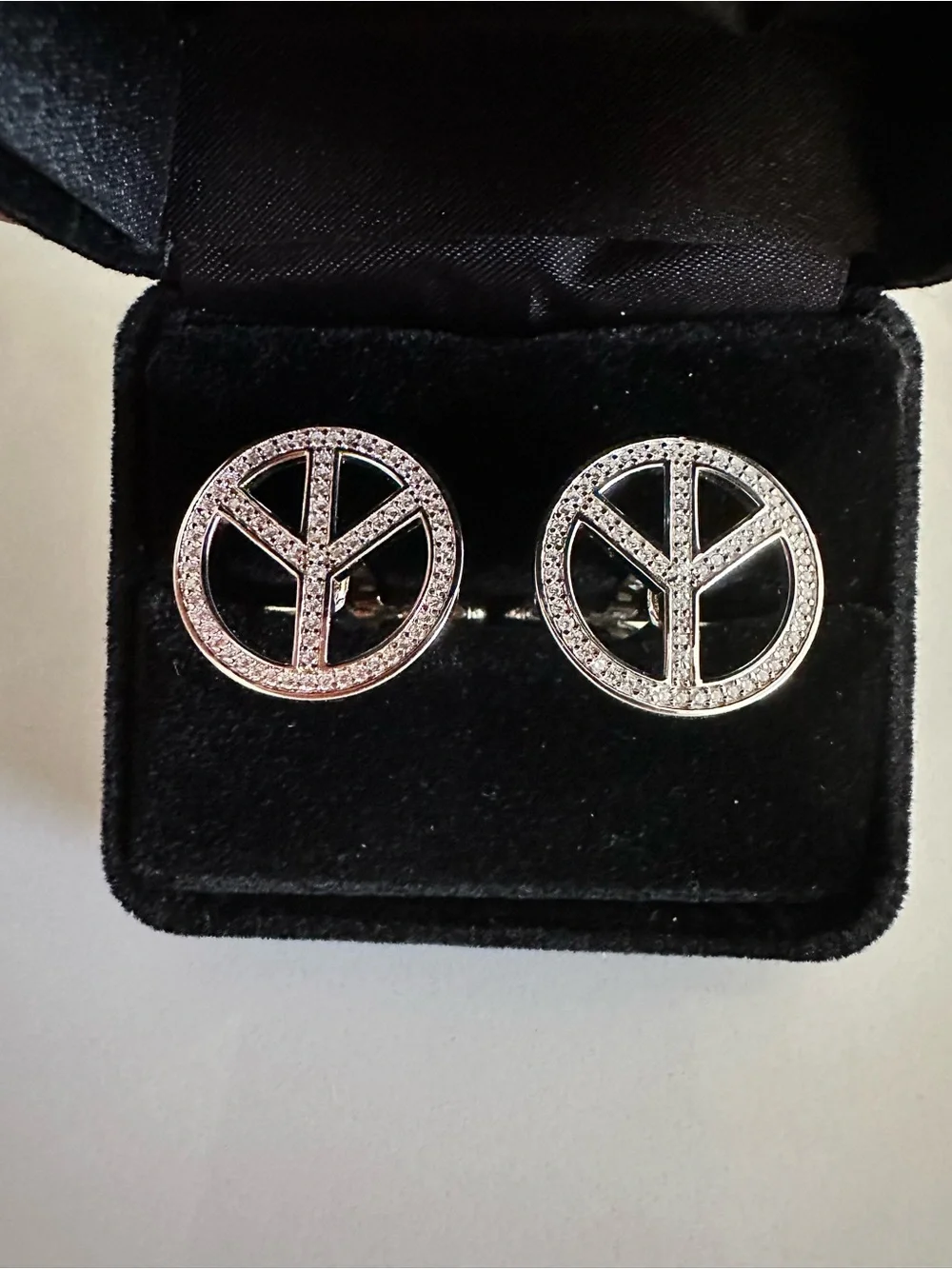 Sterling-Silver Peace Sign Cufflinks - ☮️ Designer Peace & Love By Nancy Davis
